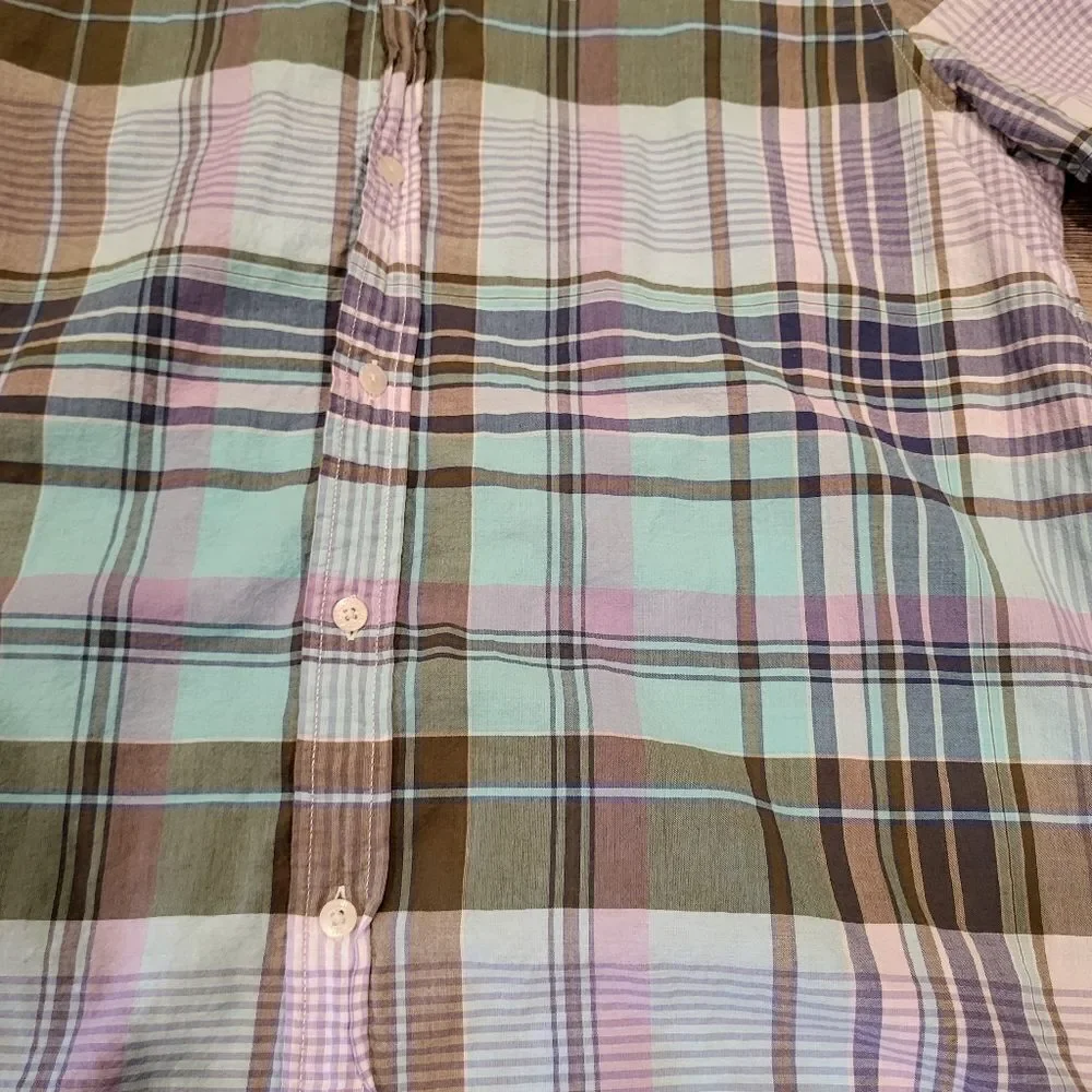 Vineyard Vines Plaid Button Down Short Sleeved Shirt Mens Size Large - Picture 2 of 7